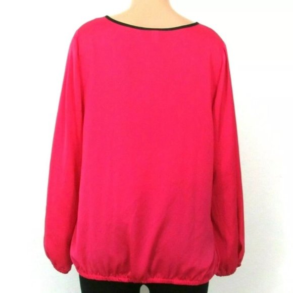 Lane Bryant Hot Pink Blouse with Black Trim 18/20 - Picture 3 of 6